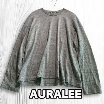 AURALEE 그레이 긴팔 T셔츠 롱T 크루넥 사이즈 1 짧은 기장