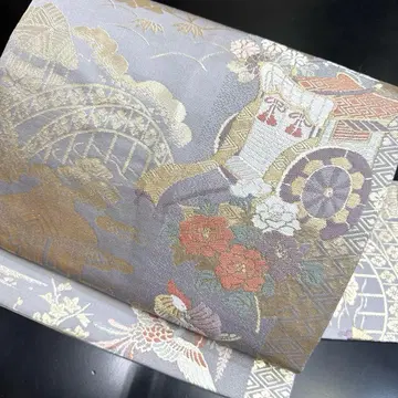 9-182 나고야 오비 구촌 새상품급 순수 실크 기모노 나고야 오비