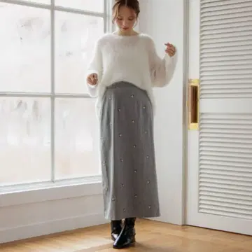 flower 캄 자수 스커트