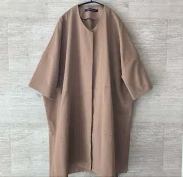 미즈이로 인드 원피스 코트 가디건 노카라 코트