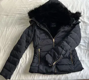 ZARA BASIC 짙은 네이비 아우터 다운 자켓 후드 탈부착 가능 M