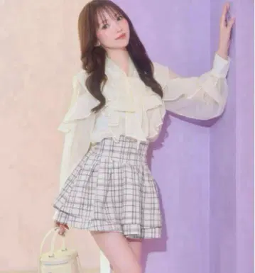 미셸 마카롱 슬림 레그 스커트 화이트 트위드 s