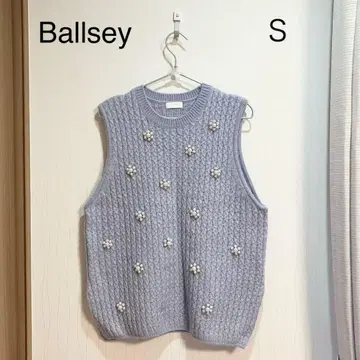 0134 Ballsey 울모헤어 펄 크루넥 베스트 S 사이즈