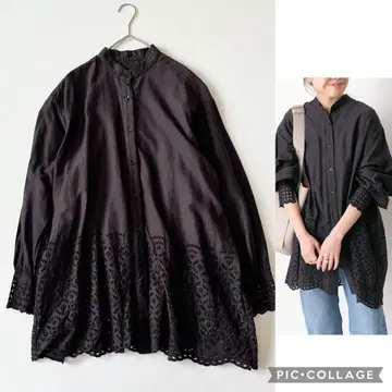 24ss 새상품급 스픽 앤 스팬 코튼 새틴 자수 셔츠
