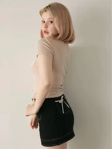 andmary Back ribbon mini skirt