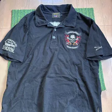 Vanson Leathers 블랙 피케 셔츠 L