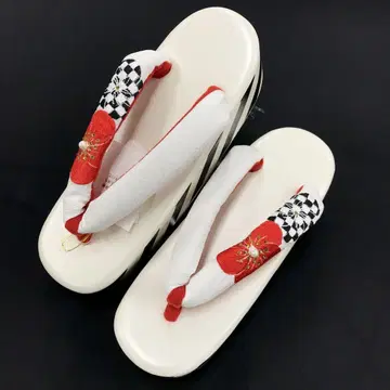 새상품 후리소데용 조리 통굽 나사매실 스트라이프 조리 프리 사이즈 F-7