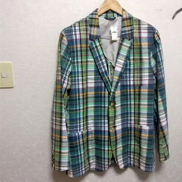 택 포함 새상품 GAP 테일러드 자켓 L 마드라스 체크 멀티 컬러