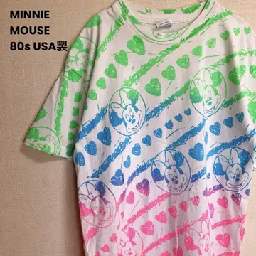 80s USA제 미니 마우스 올 패턴 T셔츠 멀티 컬러
