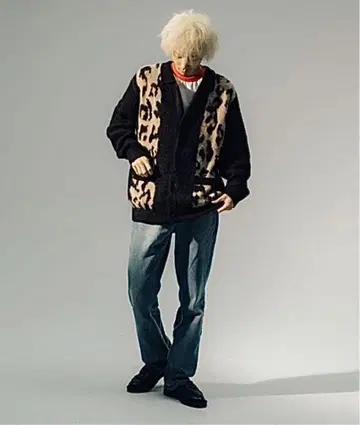 FTW 레오파드 니트 모헤어 가디건