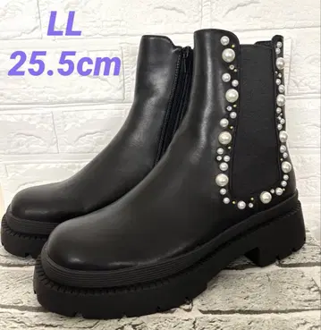 RANDA 블랙 사이드 고어 부츠 펄 장식 LL(25.5cm)