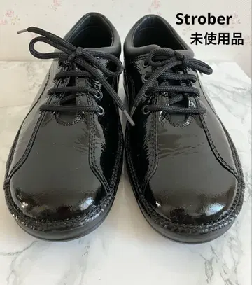 [ 미사용품 ] strober 컴포트 신발 패턴트 레더 블랙 22.5