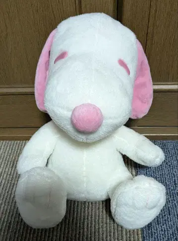 스누피 봉제 인형 중형 화이트와 핑크