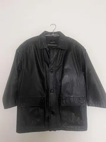 블랙 가죽 코트