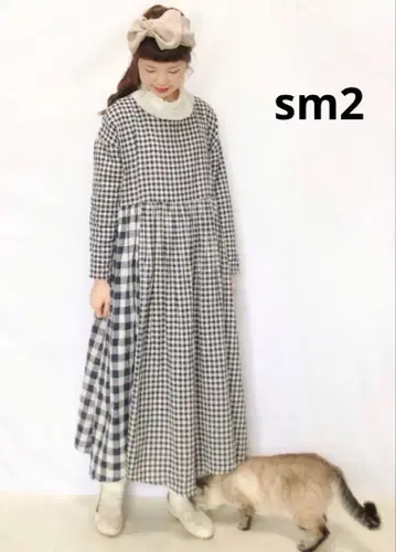 사만사 모스모스 패치워크 깅엄 체크 원피스