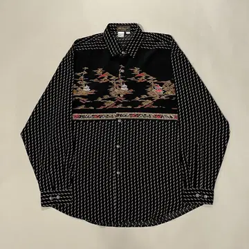 METALLIC 일본풍 패턴 폴리 셔츠