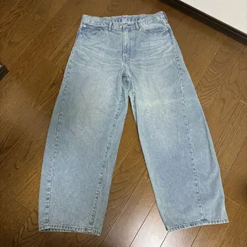 연한 파랑 와이드 데님 팬츠 벌룬 데님