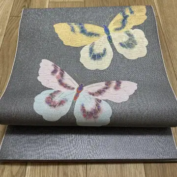 자카드 나고야 오비 (약 24cm) 나비 문양 금박 순수 실크 197