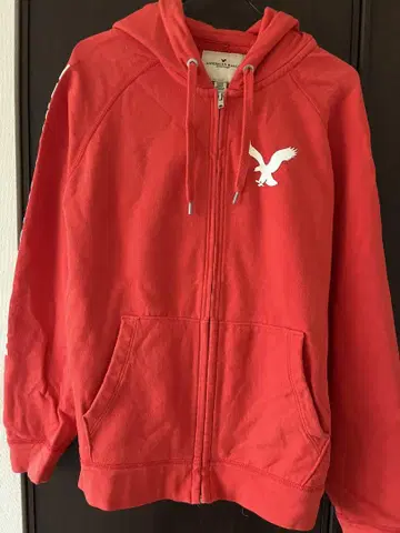 AMERICAN EAGLE 레드 후드티 풀 집업 남성용 S
