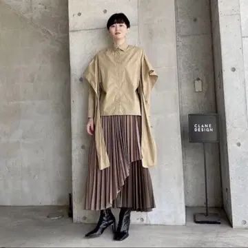 CLANE 플리츠 스커트 브라운