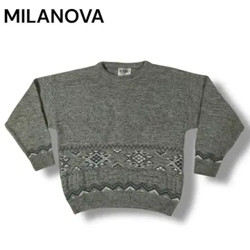 MILANOVA 그레이 크루넥 스웨터 기하학 패턴 민족 패턴 이탈리아