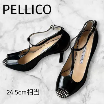 [새상품급] PELLICO 펠리코 에나멜 T 스트랩 펌프스 블랙 24.5