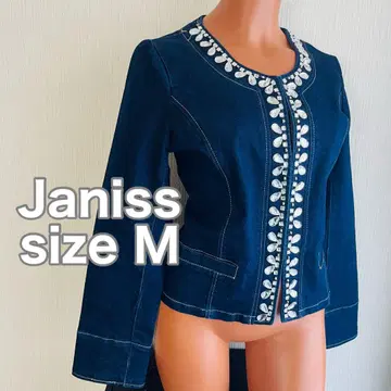 [ 헤이세이 갸루 ] Janiss 미 라인 비쥬 부착 긴팔 데님 자켓
