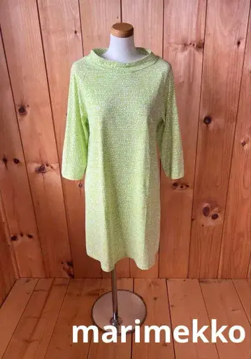 마리메꼬/원피스/튜닉/XS/코튼/라이트 그린 x 화이트