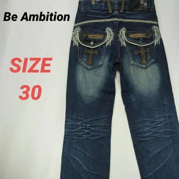Be Ambition 청바지 데님 팬츠 자수 십자가 남성용 30