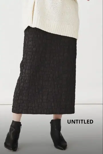 UNTITLED 블록 패턴 자카드 내로우 스커트