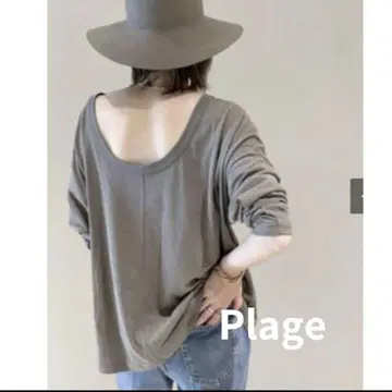 Plage 백 오픈 루즈 롱 T 티셔츠