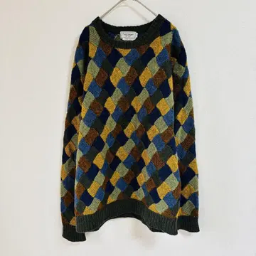 폴 스튜어트 울 100% 패치워크 핸드 니트 스웨터