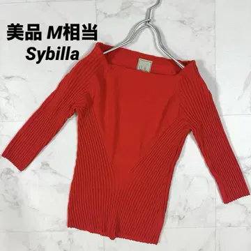 [ 새상품급 ] Sybilla 시빌라 니트탑 7부 소매 M 사이즈 레드