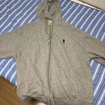 U.S. POLO ASSN 그레이 풀 집업 후드 맨투맨