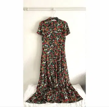 ZARA 꽃무늬 셔츠 원피스 블랙 맥시 길이