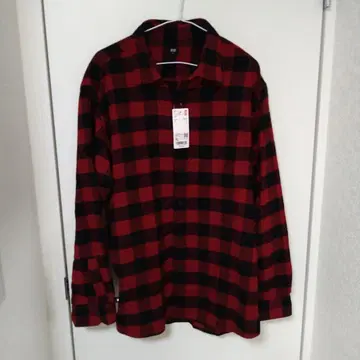 시착만 한 상품 택 포함 UNIQLO 플란넬 체크 셔츠 XL 레드/블랙
