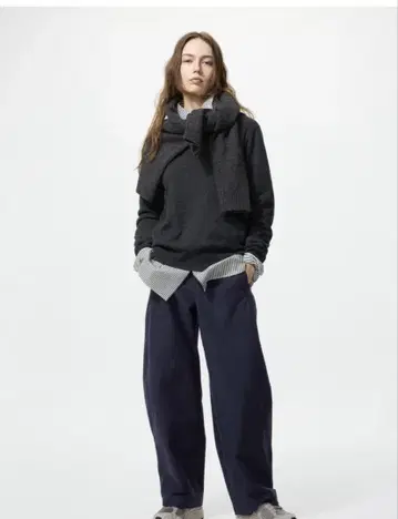 UNIQLO 저지 배럴 레그 팬츠 69NAVY