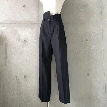 택 포함 새상품 비대칭 하이웨스트 턱 와이드 팬츠 블랙 S