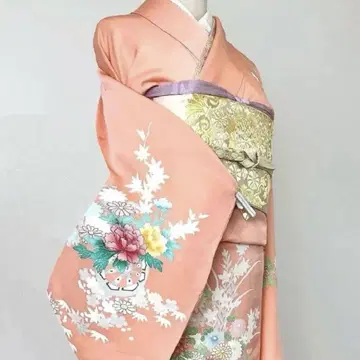 순수 실크 호몬기 린자 손바느질 이중 기모노