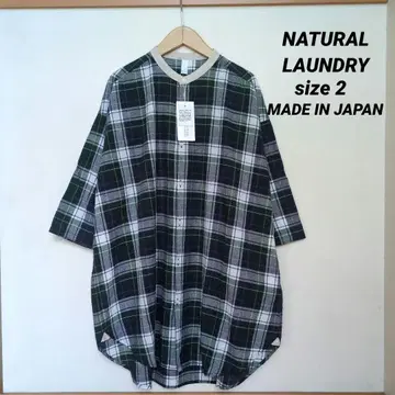 NATURAL LAUNDRY 마드라스 체크 오버 사이즈 셔츠