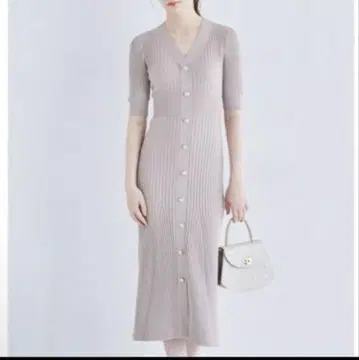tocco closet 프론트 라메 믹스 리브 니트 타이트 원피스
