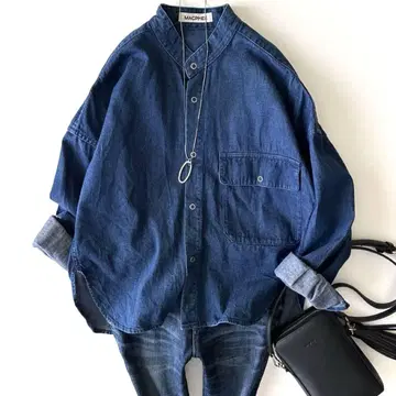 컨디션 최상 맥피 MACPHEE 데님 크롭 셔츠 23SS 가을에도