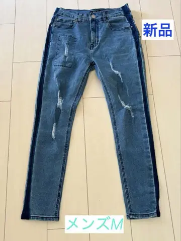 남성용 M 스키니 팬츠 데님 데미지 새상품