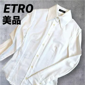 새상품급 ETRO 화이트 패턴 와이셔츠 여성용 이탈리아제 38