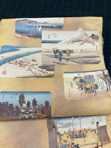 도카이도 오십삼차 후쿠로 오비 미재단 안감 부착 니시진 비단 토미야 직물