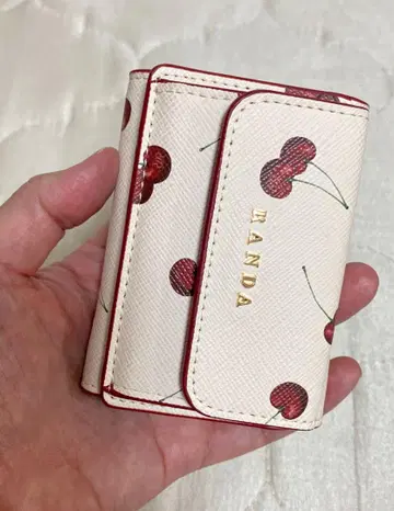 RANDA 체리 프린트 미니 지갑 아이보리