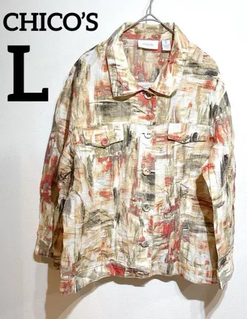 CHICO'S [ L ] 자켓 셔츠 겉옷 아트 패턴 인기 레어
