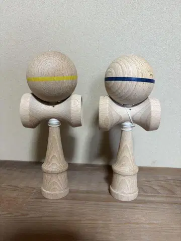kendama Co 2개 세트 (옐로우 컬러, 파랑 라인)