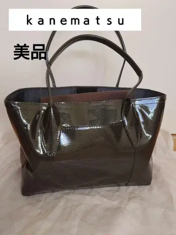 새상품급 긴자 카네마츠 다크 그레이 토트백 스웨이드 에나멜 컴퓨터