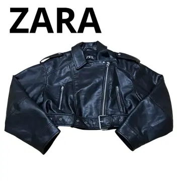 [ 컨디션 최상 ] ZARA 인조 가죽 크롭 라이더 자켓 블랙 XL